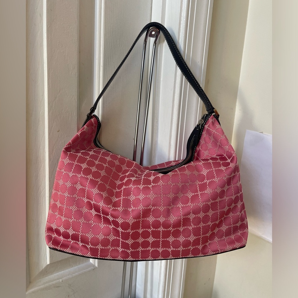 kate spade Pink Noel Print Shoulder Bag with Black Trim EUC